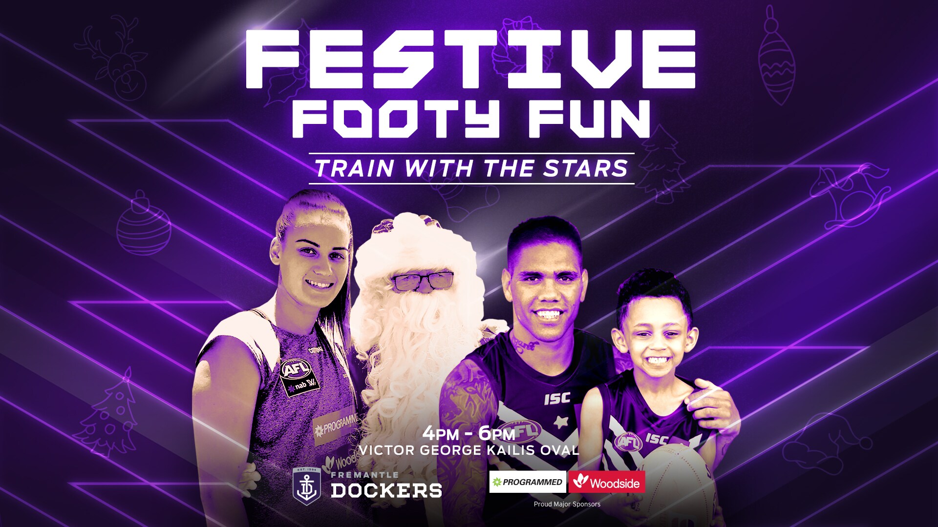 FFF 16-9.jpg Mark down Saturday 7 December in your diary as the club hosts its Festive Footy Fun. - Fremantle,Fremantle Dockers